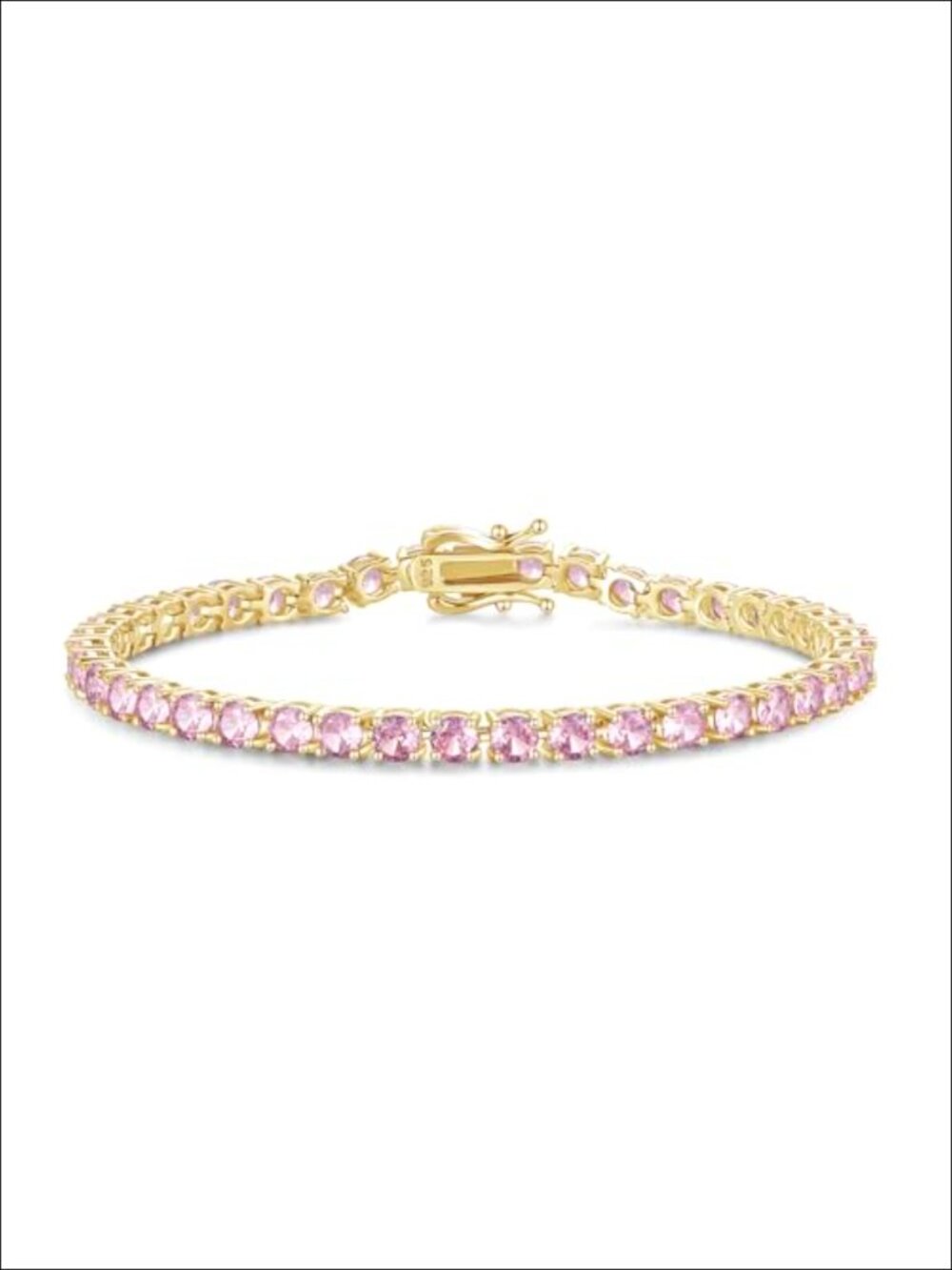 14K Gold Plated Sterling Silver Tennis Bracelet Wedding Bridal Gift